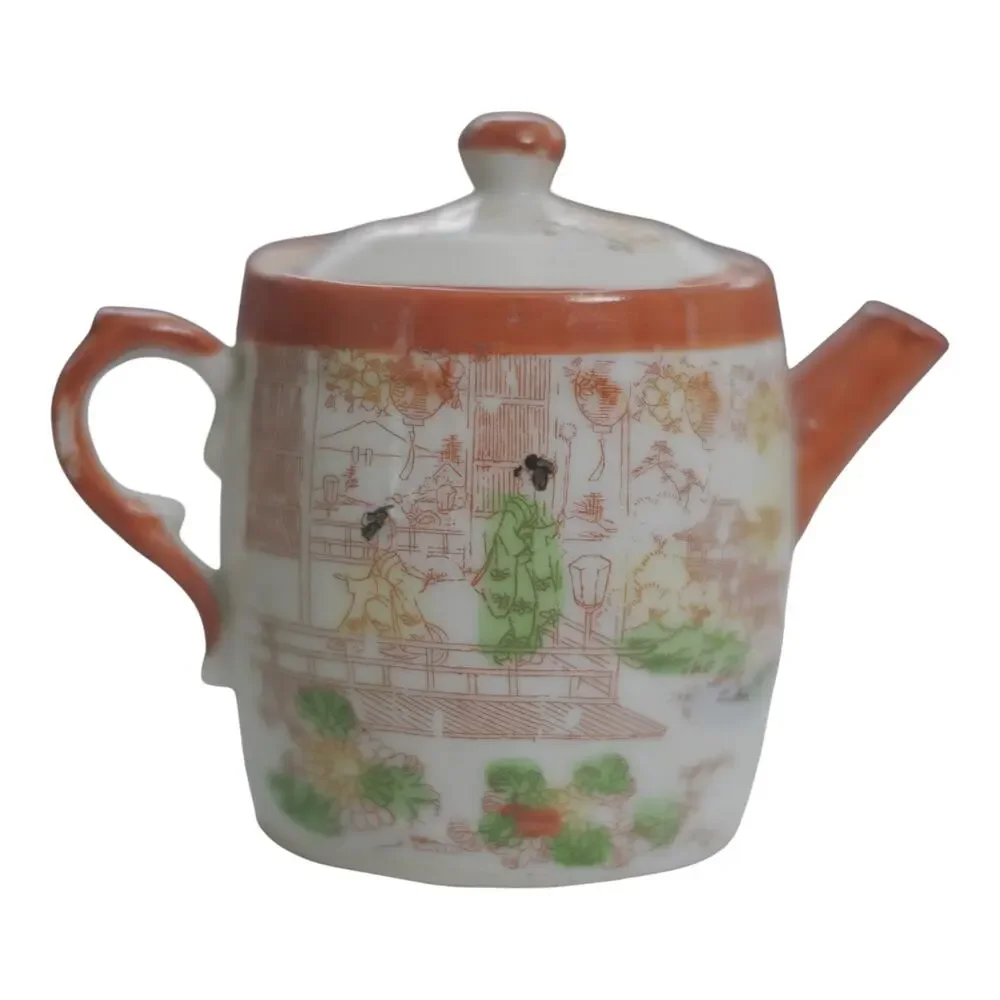 Vintage Japanese Eggshell Porcelain Lithophane Tea Set Teapot 2 Cups AS IS